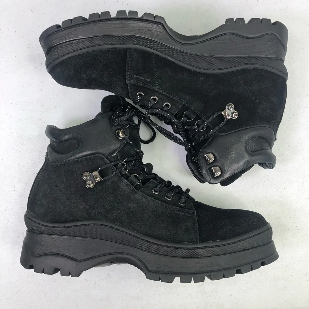 ALL Saints Donte Black Suede Leather Lace Up Boots